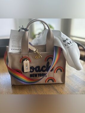 Coach Pride LeatherWare Collection Tote with Rainbow Embroidery and Strap